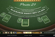 Das Kartenspiel Pirate 21 Blackjack von BetSoft im Justbit Casino.