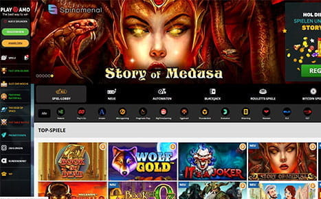 Playamo Casino Spielauswahl Vorschau.