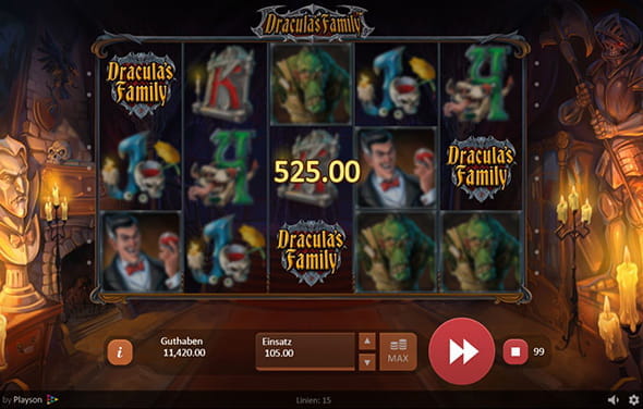 Der Spielablauf des Slots Dracula´s Family.