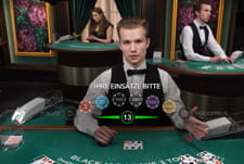 Blick auf das Blackjack Live Spiel.