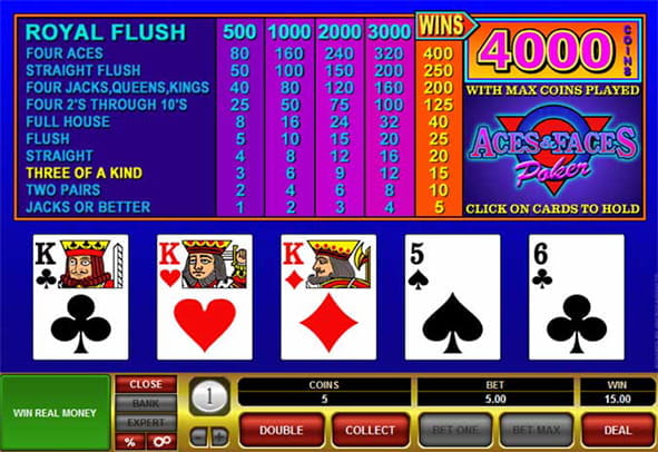 Das Aces & Faces Spiel kostenlos ausprobieren.