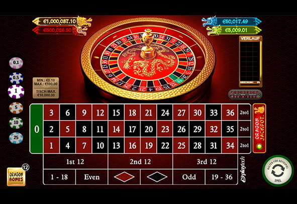 Der Dragon Jackpot Roulette Tisch vom Software Hersteller Playtech.