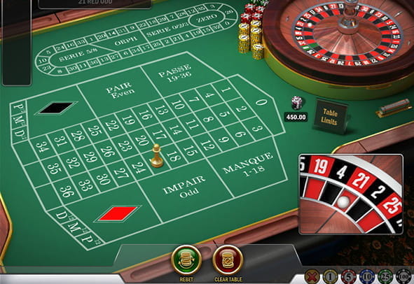 Der Spieltisch sowie Kessel von French Roulette La Partage vom Software Hersteller Play'n GO.