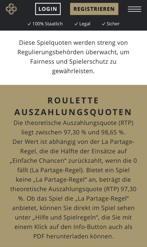 Die Roulette-Auszahlungsquoten in den Spielbanken Bayern Online.