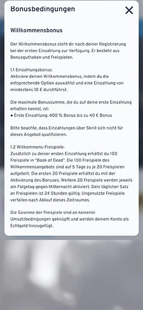 Alle Umsatzbedingungen des Wunderino Willkommensbonus auf einen Blick.