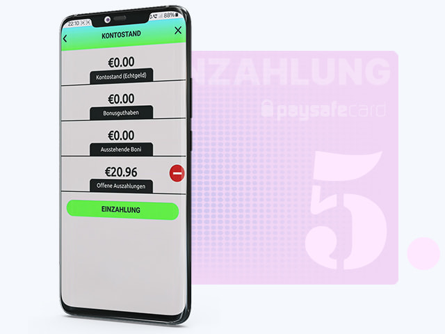 PaysafeCard Auszahlung im Konto prüfen.