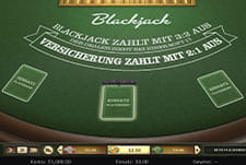 Spieltisch bei Single Deck Blackjack im Blue Leo Casino.