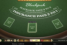 Der Tisch des Spiels Single Deck Blackjack im Casinova Casino.