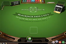 Single Deck Blackjack von NetEnt im Ocean Breeze Casino.