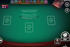 Der Single Deck Blackjack online Tisch im Vegazone Casino.