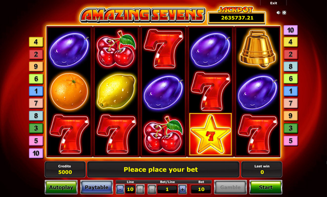 Eine kostenlose Demo-Version des Amazing Sevens Slots.