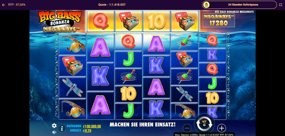 Der Slot Big Bass Bonanza Megaways von Pragmatic Play.