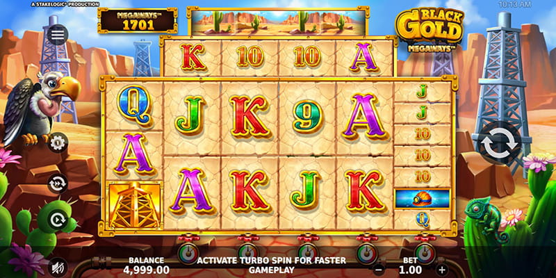 Eine kostenlose Demo-Version des Black Gold Megaways Slots.