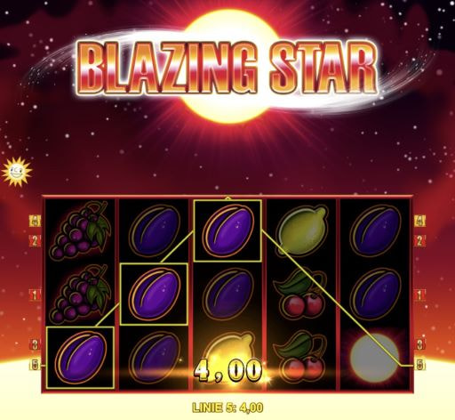 Gewinnmoment beim Blazing Star Spielautomaten.