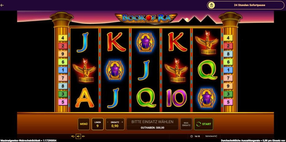 Der Slot Book of Ra von Greentube.