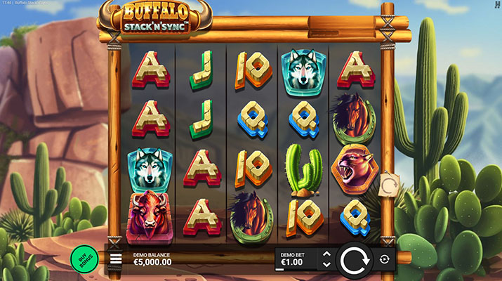 Eine kostenlose Demo-Version des Buffalo Stack n Sync Slots.