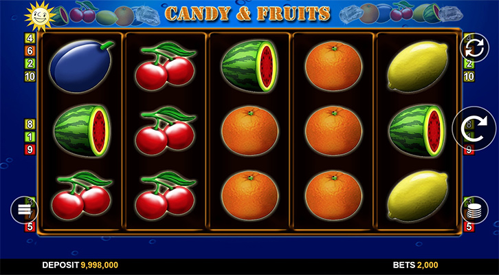 Eine kostenlose Demo-Version des Candy & Fruits Slots.
