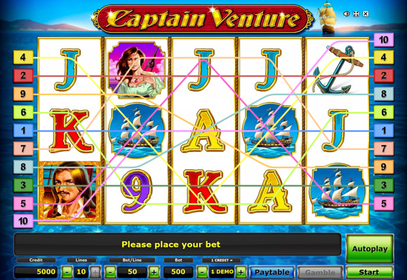 Eine kostenlose Demo-Version des Captain Venture Slots.