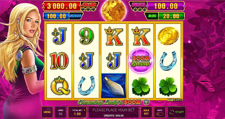 Eine kostenlose Demo-Version des Charming Lady’s Boom Slots.