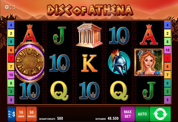 Eine kostenlose Demo-Version des Disc of Athena Slots.