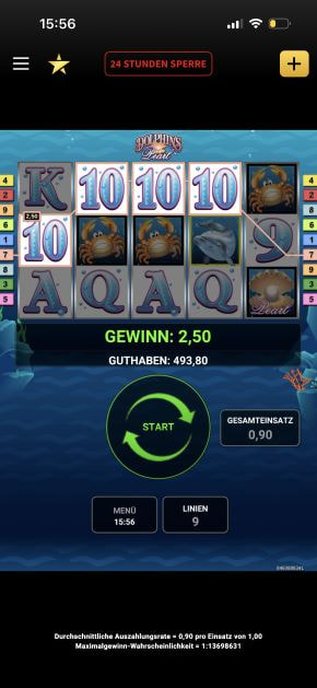 Gewinn beim Dolphin's Pearl Spielautomaten.