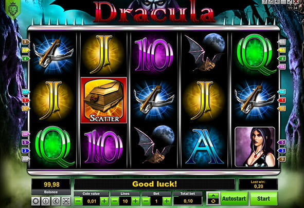 Eine kostenlose Demo-Version des Dracula Slots. 