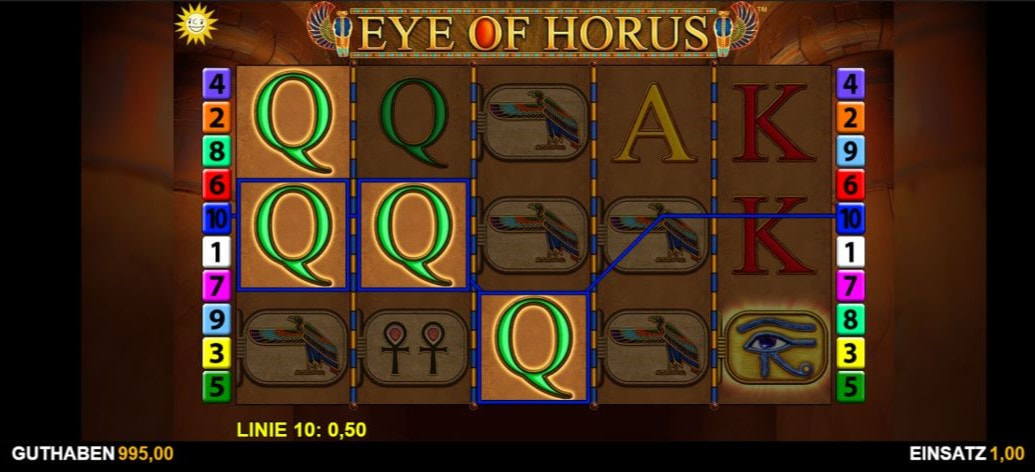 Gewinnmoment beim Eye of Horus Spielautomaten.