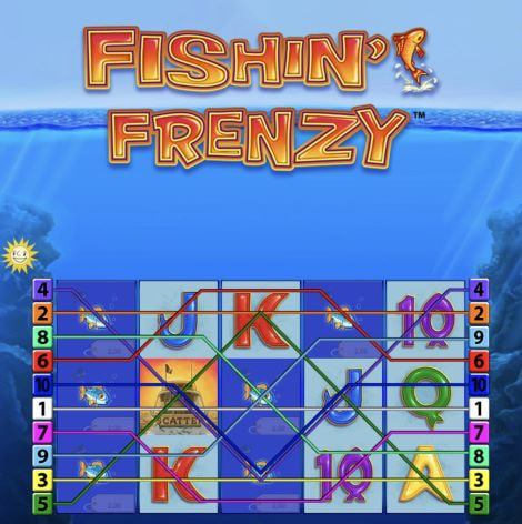 Startbildschirm des Fishin' Frenzy Slots.