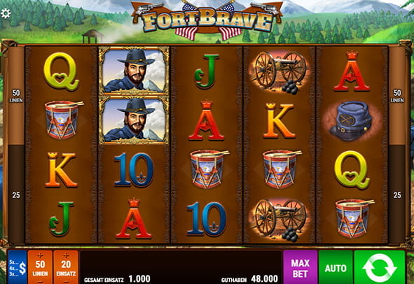 Eine kostenlose Demo-Version des Fort Brave Slots.