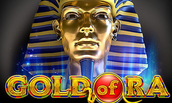 Das Gold of Ra Logo und im Hintergrund Tutanchamun.