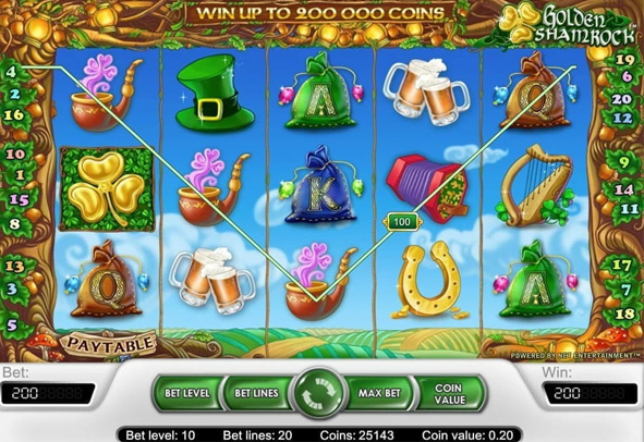 Eine kostenlose Demo-Version des Golden Shamrock Slots.