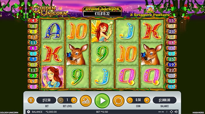 Eine kostenlose Demo-Version des Golden Unicorn Slots.