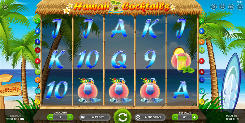 Eine kostenlose Demo-Version des Hawaii Cocktails Slots.