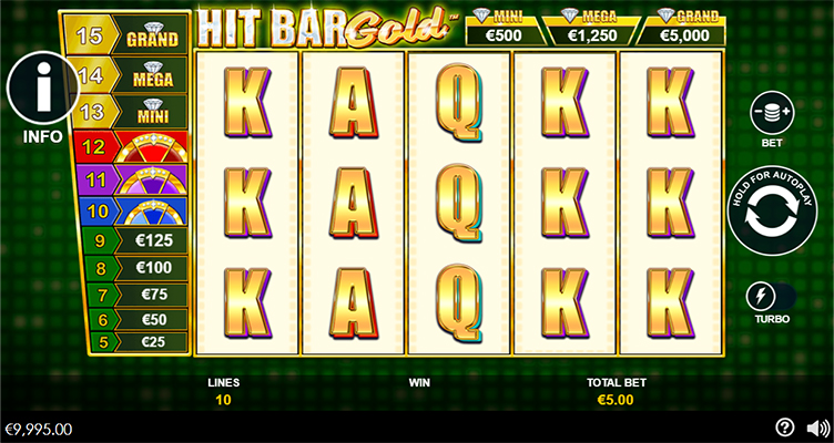 Eine kostenlose Demo-Version des Hit Bar Gold Slots.