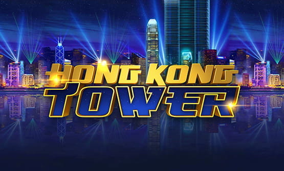 Das Logo vom Hong Kong Tower Slot von ELK Studios mit einer Skyline.