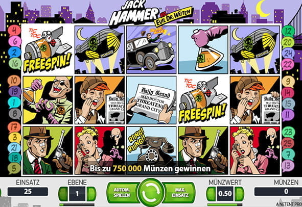 Die Bedienoberfläche vom Jack Hammer Slot von NetEnt.