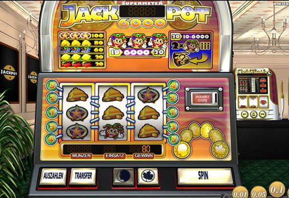 Die Bedienoberfläche vom Slot Jackpot 6000.