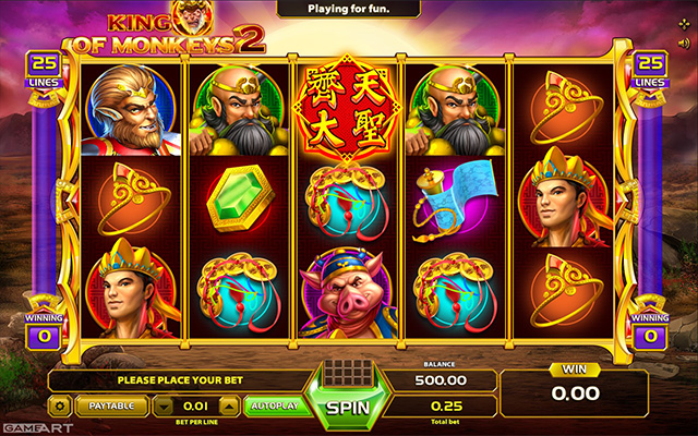 Eine kostenlose Demo-Version des King of Monkeys 2 Slots.