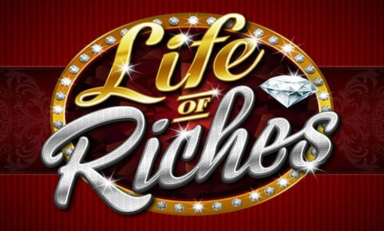 Das Logo des Life of Riches Slots mit funkelnden Diamanten.