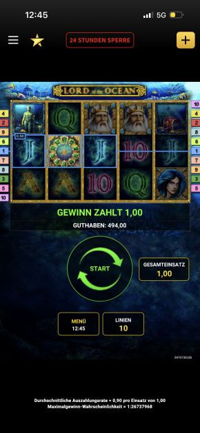Gewinn beim Lord of the Ocean Spielautomaten.
