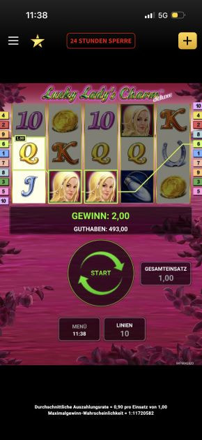 Gewinn beim Lucky Lady's Charm Spielautomaten.