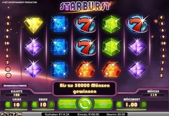 The NetEnt Starbust video slot as a free demo