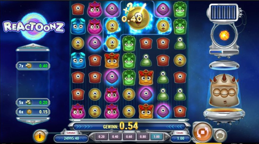 Gewinn beim Reactoonz Spielautomaten.