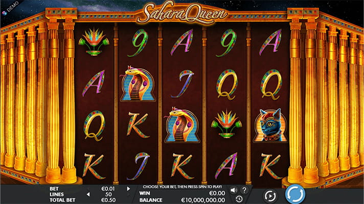 Eine kostenlose Demo-Version des Sahara Queen Slots.