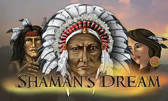 Der Schriftzug Shaman’s Dream sowie ein Häuptling und zwei Indigene.
