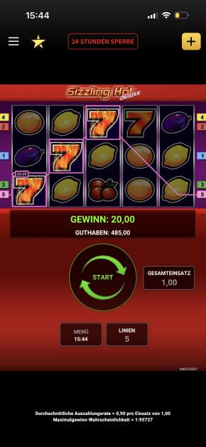 Gewinn beim Sizzling Hot Deluxe Spielautomaten.