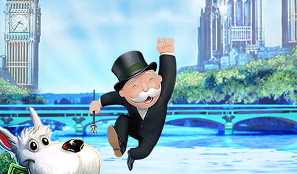 Das Titelbild des Slots Super Monopoly Money vom Entwicklerstudio WMS.