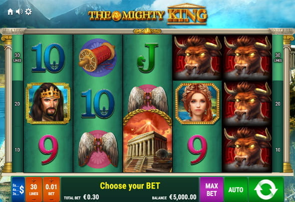 Eine kostenlose Demo-Version des The Mighty King Slots.