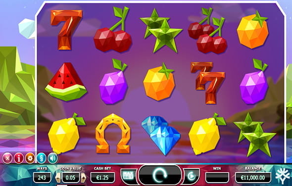 Diverse Früchte und sonstige Glücksbringer wie ein Hufeisen stellen die Gewinnsymbole beim Slot Doubles von Yggdrasil dar.