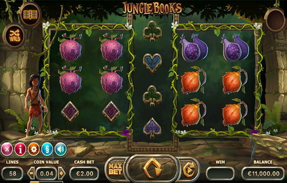 Beim Jungle Books Slot des Herstellers Yggdrasil ist das Spielgeschehen in eine Ruinenlandschaft mitten im Urwald eingebettet. 